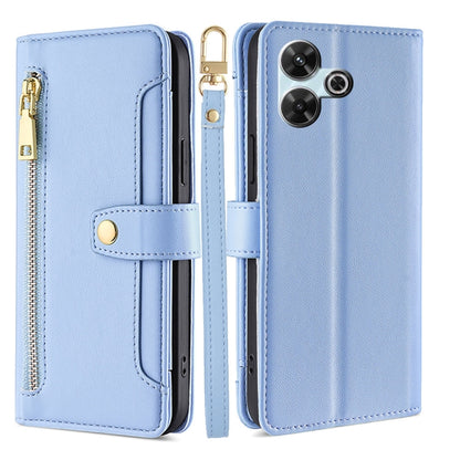 Sheep Texture Cross-body Zipper Wallet Leather Phone Case, For Redmi Note 14 Pro 5G, For Redmi 14C 4G, For Redmi 13 4G