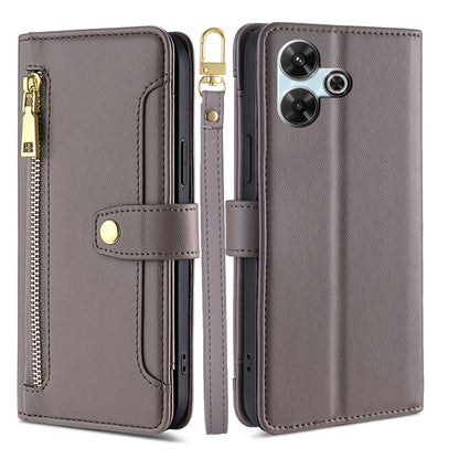 Sheep Texture Cross-body Zipper Wallet Leather Phone Case, For Redmi Note 14 Pro 5G, For Redmi 14C 4G, For Redmi 13 4G