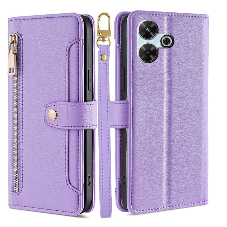 Sheep Texture Cross-body Zipper Wallet Leather Phone Case, For Redmi Note 14 Pro 5G, For Redmi 14C 4G, For Redmi 13 4G