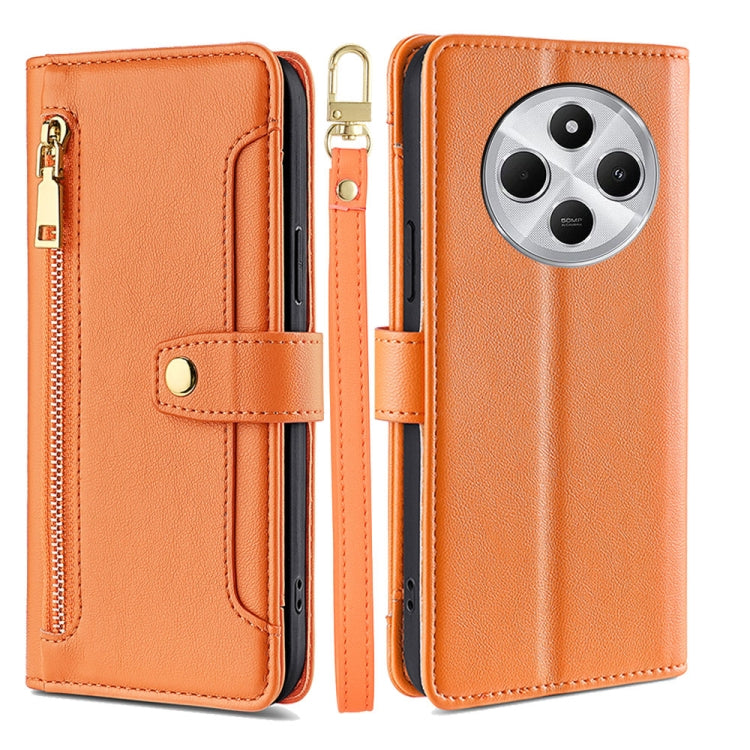 Sheep Texture Cross-body Zipper Wallet Leather Phone Case, For Redmi Note 14 Pro 5G, For Redmi 14C 4G, For Redmi 13 4G