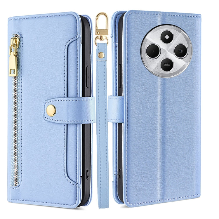 Sheep Texture Cross-body Zipper Wallet Leather Phone Case, For Redmi Note 14 Pro 5G, For Redmi 14C 4G, For Redmi 13 4G