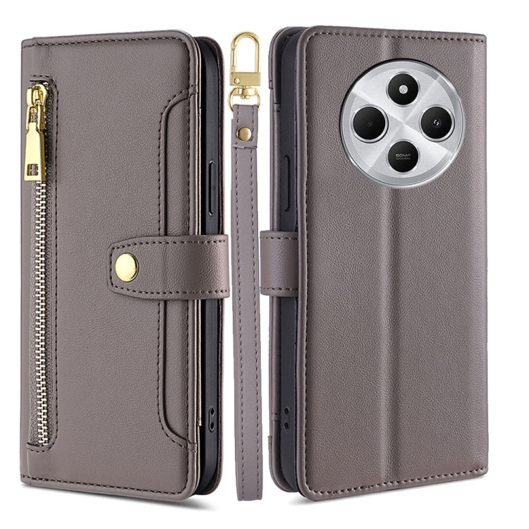 Sheep Texture Cross-body Zipper Wallet Leather Phone Case, For Redmi Note 14 Pro 5G, For Redmi 14C 4G, For Redmi 13 4G