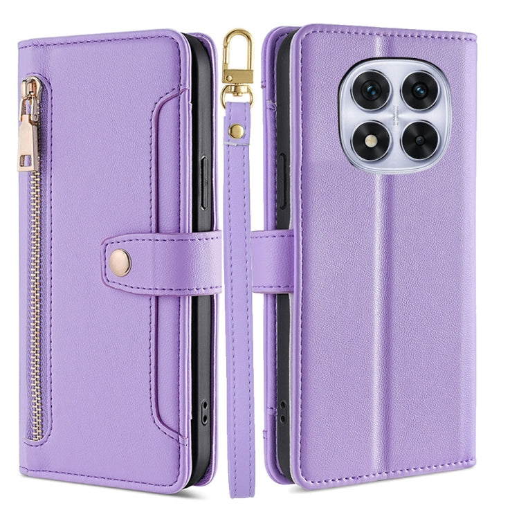 Sheep Texture Cross-body Zipper Wallet Leather Phone Case, For Redmi Note 14 Pro 5G, For Redmi 14C 4G, For Redmi 13 4G