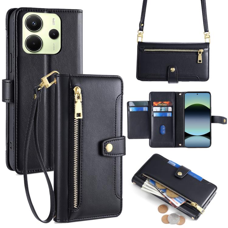 Sheep Texture Cross-body Zipper Wallet Leather Phone Case, For Redmi A7 Pro 171mm / Poco C85x 5G, For Redmi Turbo 5 Max 5G / Poco X8 Pro Max 5G, For Redmi Turbo 5 5G / Poco X8 Pro 5G, For Redmi K90 Pro Max 5G / Poco F8 Ultra                            ...