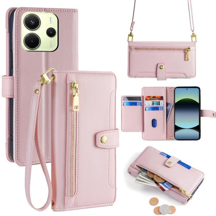 Sheep Texture Cross-body Zipper Wallet Leather Phone Case, For Redmi A7 Pro 171mm / Poco C85x 5G, For Redmi Turbo 5 Max 5G / Poco X8 Pro Max 5G, For Redmi Turbo 5 5G / Poco X8 Pro 5G, For Redmi K90 Pro Max 5G / Poco F8 Ultra                            ...