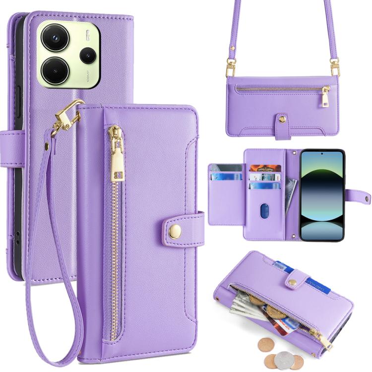 Sheep Texture Cross-body Zipper Wallet Leather Phone Case, For Redmi A7 Pro 171mm / Poco C85x 5G, For Redmi Turbo 5 Max 5G / Poco X8 Pro Max 5G, For Redmi Turbo 5 5G / Poco X8 Pro 5G, For Redmi K90 Pro Max 5G / Poco F8 Ultra                            ...