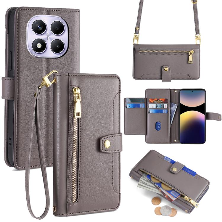 Sheep Texture Cross-body Zipper Wallet Leather Phone Case, For Redmi A7 Pro 171mm / Poco C85x 5G, For Redmi Turbo 5 Max 5G / Poco X8 Pro Max 5G, For Redmi Turbo 5 5G / Poco X8 Pro 5G, For Redmi K90 Pro Max 5G / Poco F8 Ultra                            ...