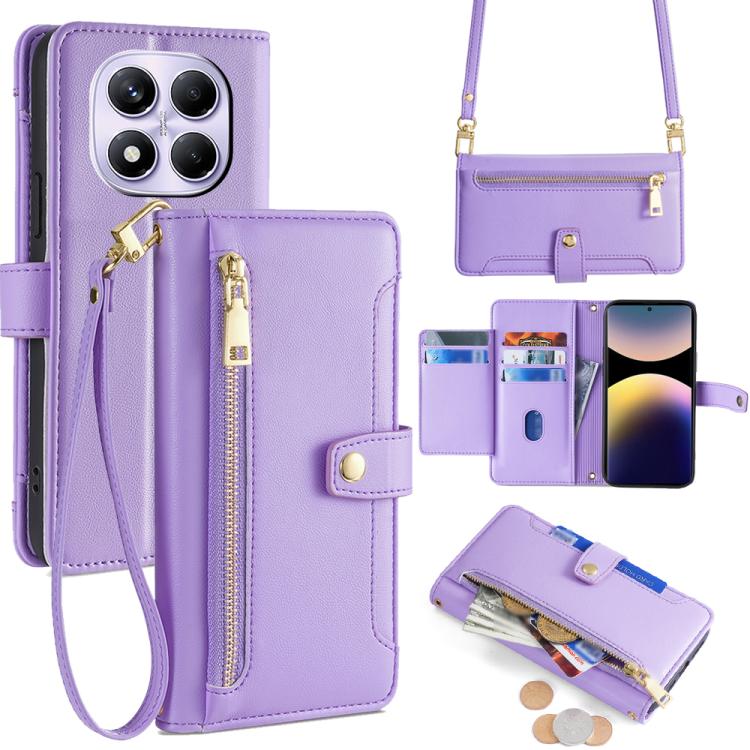 Sheep Texture Cross-body Zipper Wallet Leather Phone Case, For Redmi A7 Pro 171mm / Poco C85x 5G, For Redmi Turbo 5 Max 5G / Poco X8 Pro Max 5G, For Redmi Turbo 5 5G / Poco X8 Pro 5G, For Redmi K90 Pro Max 5G / Poco F8 Ultra                            ...