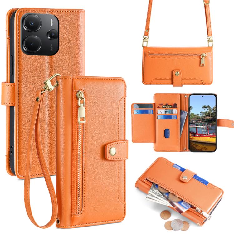 Sheep Texture Cross-body Zipper Wallet Leather Phone Case, For Redmi A7 Pro 171mm / Poco C85x 5G, For Redmi Turbo 5 Max 5G / Poco X8 Pro Max 5G, For Redmi Turbo 5 5G / Poco X8 Pro 5G, For Redmi K90 Pro Max 5G / Poco F8 Ultra                            ...