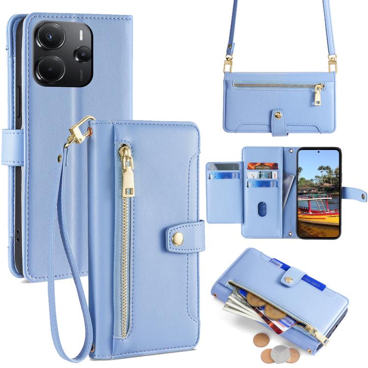 Sheep Texture Cross-body Zipper Wallet Leather Phone Case, For Redmi A7 Pro 171mm / Poco C85x 5G, For Redmi Turbo 5 Max 5G / Poco X8 Pro Max 5G, For Redmi Turbo 5 5G / Poco X8 Pro 5G, For Redmi K90 Pro Max 5G / Poco F8 Ultra                            ...
