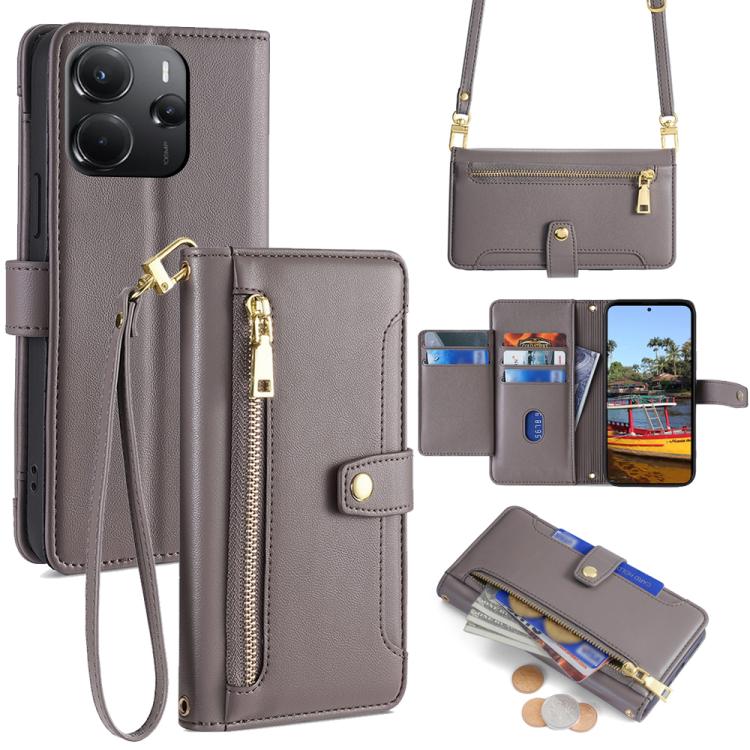 Sheep Texture Cross-body Zipper Wallet Leather Phone Case, For Redmi A7 Pro 171mm / Poco C85x 5G, For Redmi Turbo 5 Max 5G / Poco X8 Pro Max 5G, For Redmi Turbo 5 5G / Poco X8 Pro 5G, For Redmi K90 Pro Max 5G / Poco F8 Ultra                            ...