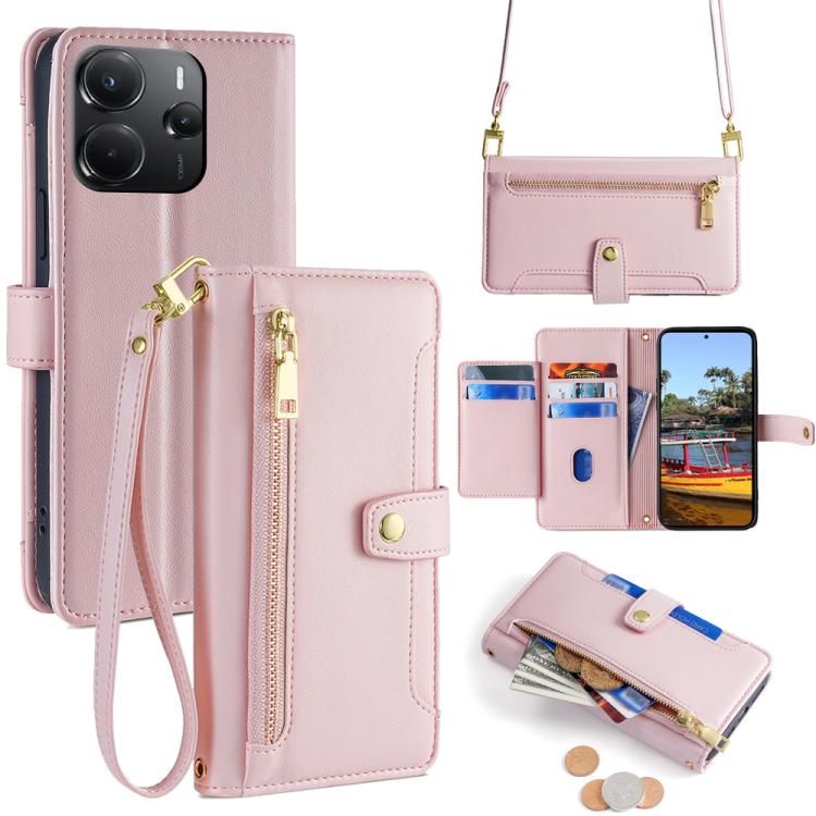 Sheep Texture Cross-body Zipper Wallet Leather Phone Case, For Redmi A7 Pro 171mm / Poco C85x 5G, For Redmi Turbo 5 Max 5G / Poco X8 Pro Max 5G, For Redmi Turbo 5 5G / Poco X8 Pro 5G, For Redmi K90 Pro Max 5G / Poco F8 Ultra                            ...