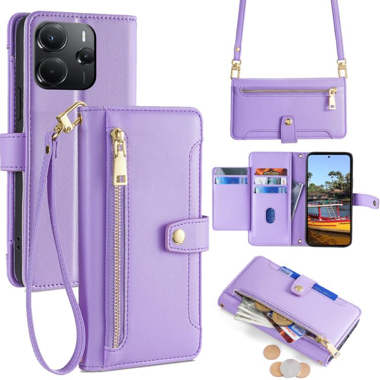 Sheep Texture Cross-body Zipper Wallet Leather Phone Case, For Redmi A7 Pro 171mm / Poco C85x 5G, For Redmi Turbo 5 Max 5G / Poco X8 Pro Max 5G, For Redmi Turbo 5 5G / Poco X8 Pro 5G, For Redmi K90 Pro Max 5G / Poco F8 Ultra                            ...