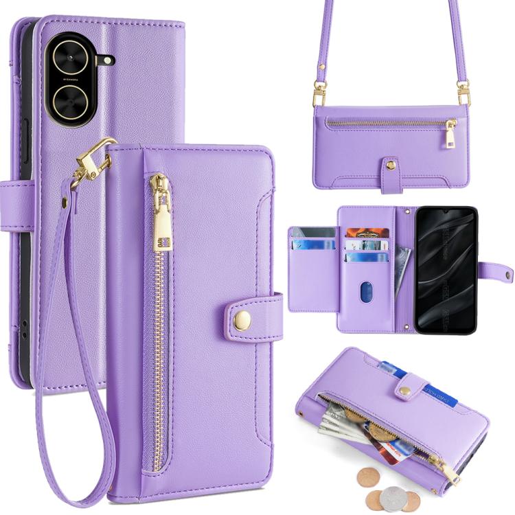 Sheep Texture Cross-body Zipper Wallet Leather Phone Case, For Redmi A7 Pro 171mm / Poco C85x 5G, For Redmi Turbo 5 Max 5G / Poco X8 Pro Max 5G, For Redmi Turbo 5 5G / Poco X8 Pro 5G, For Redmi K90 Pro Max 5G / Poco F8 Ultra                            ...