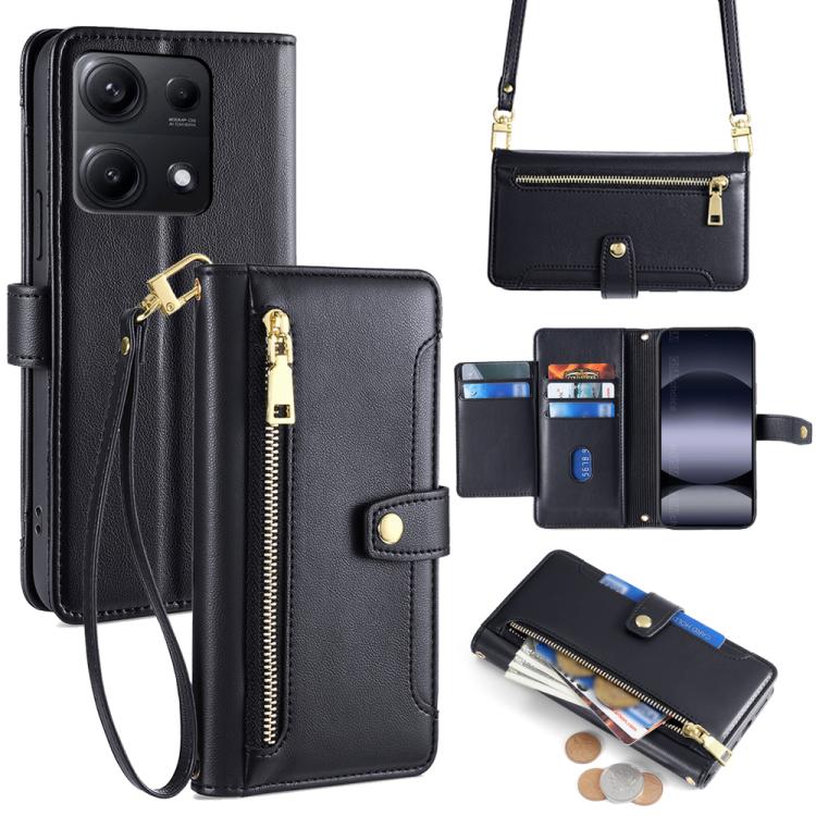 Sheep Texture Cross-body Zipper Wallet Leather Phone Case, For Redmi A7 Pro 171mm / Poco C85x 5G, For Redmi Turbo 5 Max 5G / Poco X8 Pro Max 5G, For Redmi Turbo 5 5G / Poco X8 Pro 5G, For Redmi K90 Pro Max 5G / Poco F8 Ultra                            ...