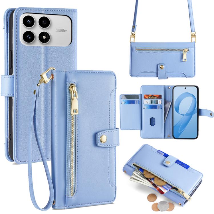 Sheep Texture Cross-body Zipper Wallet Leather Phone Case, For Redmi A7 Pro 171mm / Poco C85x 5G, For Redmi Turbo 5 Max 5G / Poco X8 Pro Max 5G, For Redmi Turbo 5 5G / Poco X8 Pro 5G, For Redmi K90 Pro Max 5G / Poco F8 Ultra                            ...