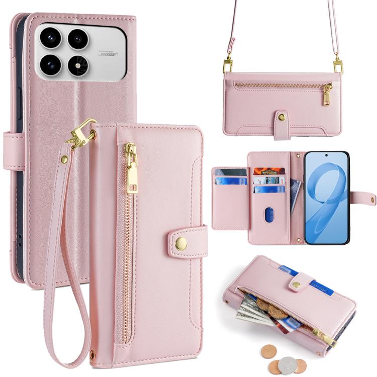 Sheep Texture Cross-body Zipper Wallet Leather Phone Case, For Redmi A7 Pro 171mm / Poco C85x 5G, For Redmi Turbo 5 Max 5G / Poco X8 Pro Max 5G, For Redmi Turbo 5 5G / Poco X8 Pro 5G, For Redmi K90 Pro Max 5G / Poco F8 Ultra                            ...
