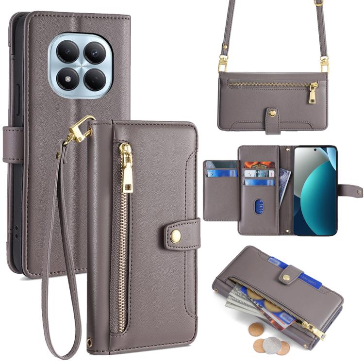 Sheep Texture Cross-body Zipper Wallet Leather Phone Case, For Redmi A7 Pro 171mm / Poco C85x 5G, For Redmi Turbo 5 Max 5G / Poco X8 Pro Max 5G, For Redmi Turbo 5 5G / Poco X8 Pro 5G, For Redmi K90 Pro Max 5G / Poco F8 Ultra                            ...