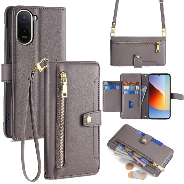 Sheep Texture Cross-body Zipper Wallet Leather Phone Case, For Redmi A7 Pro 171mm / Poco C85x 5G, For Redmi Turbo 5 Max 5G / Poco X8 Pro Max 5G, For Redmi Turbo 5 5G / Poco X8 Pro 5G, For Redmi K90 Pro Max 5G / Poco F8 Ultra                            ...