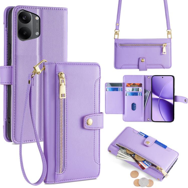 Sheep Texture Cross-body Zipper Wallet Leather Phone Case, For Redmi A7 Pro 171mm / Poco C85x 5G, For Redmi Turbo 5 Max 5G / Poco X8 Pro Max 5G, For Redmi Turbo 5 5G / Poco X8 Pro 5G, For Redmi K90 Pro Max 5G / Poco F8 Ultra                            ...