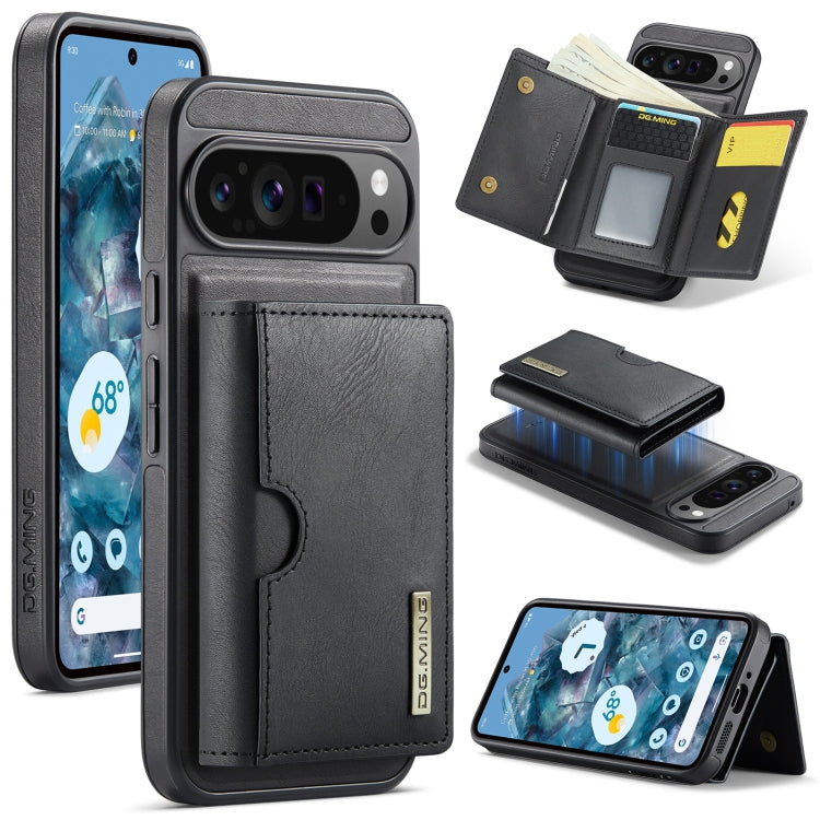 DG.MING M6 Series RFID Tri-fold Card Bag Removable Leather Phone Case, For Google Pixel 10 Pro XL, For Google Pixel 10 / Pixel 10 Pro, For Google Pixel 9 Pro XL, For Google Pixel 8 Pro, For Google Pixel 8