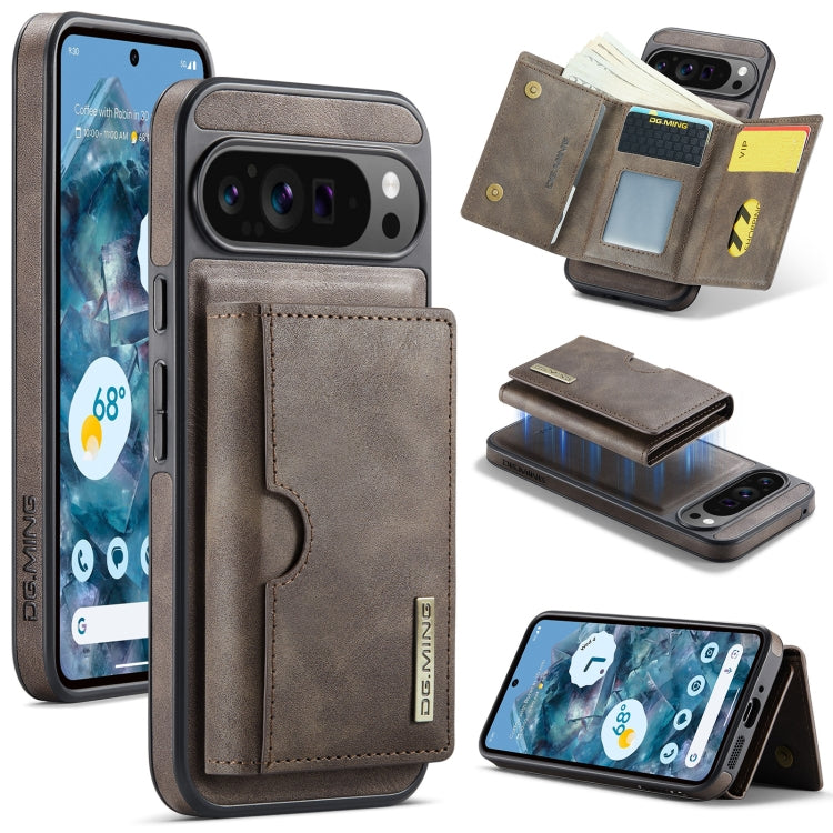 DG.MING M6 Series RFID Tri-fold Card Bag Removable Leather Phone Case, For Google Pixel 10 Pro XL, For Google Pixel 10 / Pixel 10 Pro, For Google Pixel 9 Pro XL, For Google Pixel 8 Pro, For Google Pixel 8