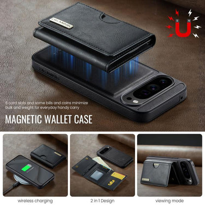 DG.MING M6 Series RFID Tri-fold Card Bag Removable Leather Phone Case, For Google Pixel 10 Pro XL, For Google Pixel 10 / Pixel 10 Pro, For Google Pixel 9 Pro XL, For Google Pixel 8 Pro, For Google Pixel 8