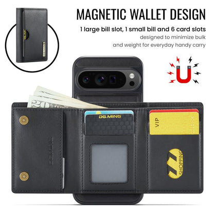 DG.MING M6 Series RFID Tri-fold Card Bag Removable Leather Phone Case, For Google Pixel 10 Pro XL, For Google Pixel 10 / Pixel 10 Pro, For Google Pixel 9 Pro XL, For Google Pixel 8 Pro, For Google Pixel 8