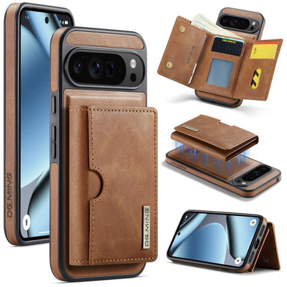 DG.MING M6 Series RFID Tri-fold Card Bag Removable Leather Phone Case, For Google Pixel 10 Pro XL, For Google Pixel 10 / Pixel 10 Pro, For Google Pixel 9 Pro XL, For Google Pixel 8 Pro, For Google Pixel 8