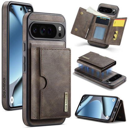 DG.MING M6 Series RFID Tri-fold Card Bag Removable Leather Phone Case, For Google Pixel 10 Pro XL, For Google Pixel 10 / Pixel 10 Pro, For Google Pixel 9 Pro XL, For Google Pixel 8 Pro, For Google Pixel 8