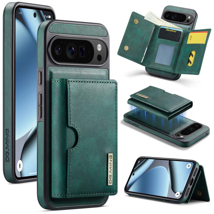 DG.MING M6 Series RFID Tri-fold Card Bag Removable Leather Phone Case, For Google Pixel 10 Pro XL, For Google Pixel 10 / Pixel 10 Pro, For Google Pixel 9 Pro XL, For Google Pixel 8 Pro, For Google Pixel 8