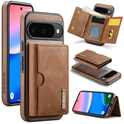 DG.MING M6 Series RFID Tri-fold Card Bag Removable Leather Phone Case, For Google Pixel 10 Pro XL, For Google Pixel 10 / Pixel 10 Pro, For Google Pixel 9 Pro XL, For Google Pixel 8 Pro, For Google Pixel 8