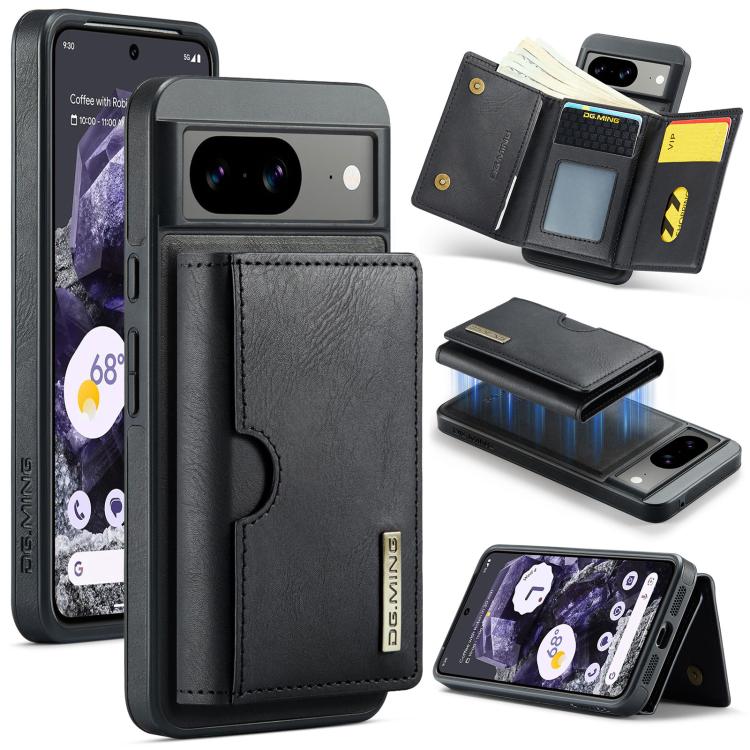 DG.MING M6 Series RFID Tri-fold Card Bag Removable Leather Phone Case, For Google Pixel 10 Pro XL, For Google Pixel 10 / Pixel 10 Pro, For Google Pixel 9 Pro XL, For Google Pixel 8 Pro, For Google Pixel 8