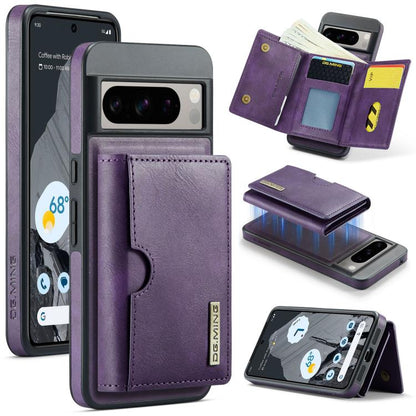 DG.MING M6 Series RFID Tri-fold Card Bag Removable Leather Phone Case, For Google Pixel 10 Pro XL, For Google Pixel 10 / Pixel 10 Pro, For Google Pixel 9 Pro XL, For Google Pixel 8 Pro, For Google Pixel 8