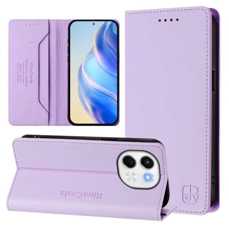 RC01 Dual-Folded Magnetic Suction RFID Leather Phone Case, For Tecno Camon 50 Pro 4G, For Tecno Camon 50 4G, For Tenco Spark Slim 5G, For Tecno Camon 40 Pro 4G, For Tecno Camon 40 4G, For Tecno Spark GO 1 / 2025 / Pop 9, For Tecno Camon 30S / 30S Pro 5...