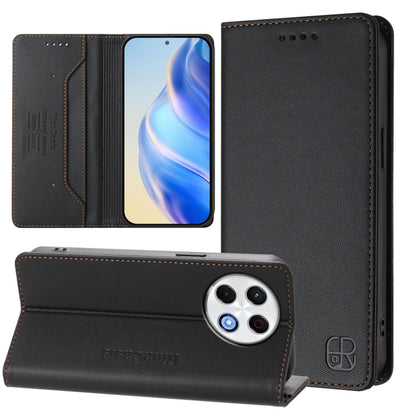 RC01 Dual-Folded Magnetic Suction RFID Leather Phone Case, For Tecno Camon 50 Pro 4G, For Tecno Camon 50 4G, For Tenco Spark Slim 5G, For Tecno Camon 40 Pro 4G, For Tecno Camon 40 4G, For Tecno Spark GO 1 / 2025 / Pop 9, For Tecno Camon 30S / 30S Pro 5...