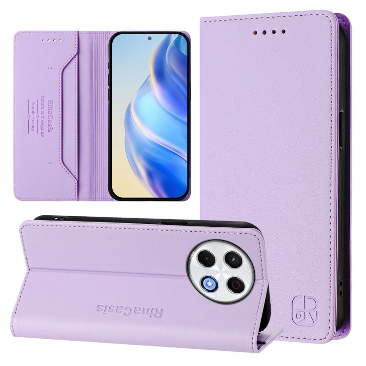 RC01 Dual-Folded Magnetic Suction RFID Leather Phone Case, For Tecno Camon 50 Pro 4G, For Tecno Camon 50 4G, For Tenco Spark Slim 5G, For Tecno Camon 40 Pro 4G, For Tecno Camon 40 4G, For Tecno Spark GO 1 / 2025 / Pop 9, For Tecno Camon 30S / 30S Pro 5...