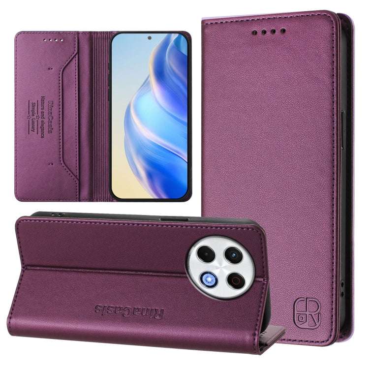 RC01 Dual-Folded Magnetic Suction RFID Leather Phone Case, For Tecno Camon 50 Pro 4G, For Tecno Camon 50 4G, For Tenco Spark Slim 5G, For Tecno Camon 40 Pro 4G, For Tecno Camon 40 4G, For Tecno Spark GO 1 / 2025 / Pop 9, For Tecno Camon 30S / 30S Pro 5...