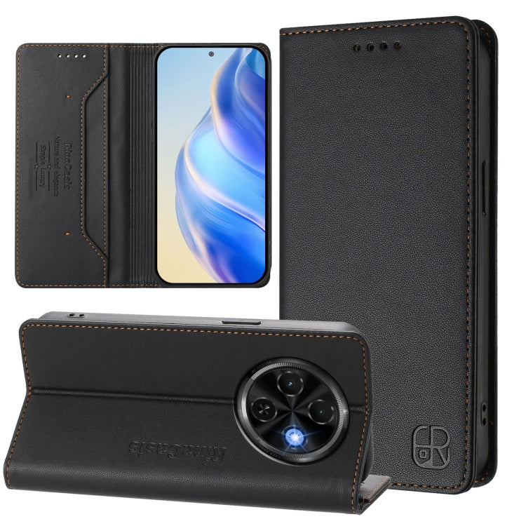 RC01 Dual-Folded Magnetic Suction RFID Leather Phone Case, For Tecno Camon 50 Pro 4G, For Tecno Camon 50 4G, For Tenco Spark Slim 5G, For Tecno Camon 40 Pro 4G, For Tecno Camon 40 4G, For Tecno Spark GO 1 / 2025 / Pop 9, For Tecno Camon 30S / 30S Pro 5...