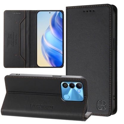 RC01 Dual-Folded Magnetic Suction RFID Leather Phone Case, For Tecno Pova Neo 2, For Tecno Spark GO 2022 / 8C / 9, For Tecno Spark 9T / 9 Pro, For Tecno Pova 3, For Tecno Pop 5, For Tecno Spark 7P, For Tecno Spark 7 / 7T, For Tecno Camon 15 / 15 Air