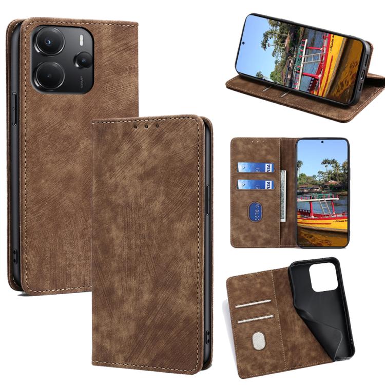 RFID Anti-theft Brush Magnetic Leather Phone Case, For Redmi A7 Pro 171mm / Poco C85x 5G, For Redmi Turbo 5 Max 5G / Poco X8 Pro Max 5G, For Redmi Turbo 5 5G / Poco X8 Pro 5G, For Redmi K90 Pro Max 5G / Poco F8 Ultra                                    ...