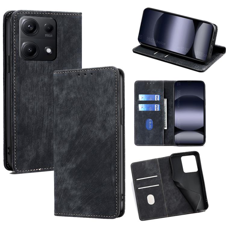RFID Anti-theft Brush Magnetic Leather Phone Case, For Redmi A7 Pro 171mm / Poco C85x 5G, For Redmi Turbo 5 Max 5G / Poco X8 Pro Max 5G, For Redmi Turbo 5 5G / Poco X8 Pro 5G, For Redmi K90 Pro Max 5G / Poco F8 Ultra                                    ...