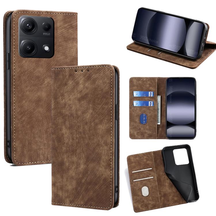 RFID Anti-theft Brush Magnetic Leather Phone Case, For Redmi A7 Pro 171mm / Poco C85x 5G, For Redmi Turbo 5 Max 5G / Poco X8 Pro Max 5G, For Redmi Turbo 5 5G / Poco X8 Pro 5G, For Redmi K90 Pro Max 5G / Poco F8 Ultra                                    ...