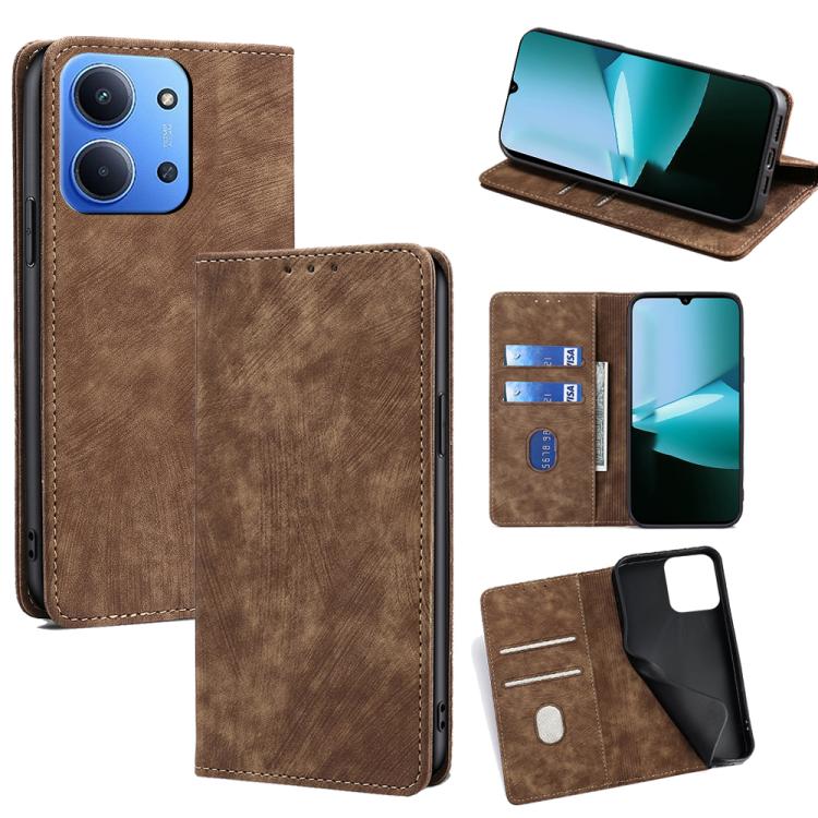 RFID Anti-theft Brush Magnetic Leather Phone Case, For Redmi A7 Pro 171mm / Poco C85x 5G, For Redmi Turbo 5 Max 5G / Poco X8 Pro Max 5G, For Redmi Turbo 5 5G / Poco X8 Pro 5G, For Redmi K90 Pro Max 5G / Poco F8 Ultra                                    ...