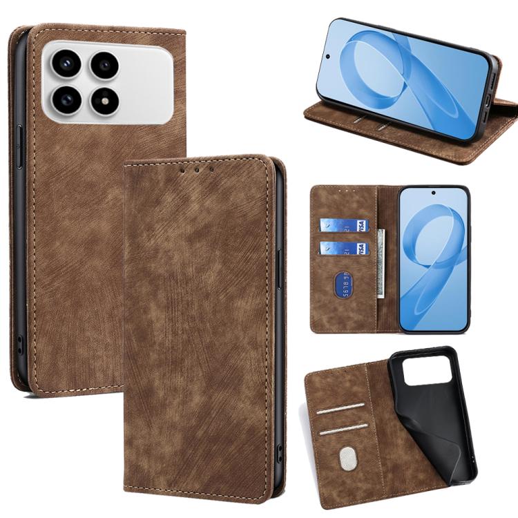 RFID Anti-theft Brush Magnetic Leather Phone Case, For Redmi A7 Pro 171mm / Poco C85x 5G, For Redmi Turbo 5 Max 5G / Poco X8 Pro Max 5G, For Redmi Turbo 5 5G / Poco X8 Pro 5G, For Redmi K90 Pro Max 5G / Poco F8 Ultra                                    ...