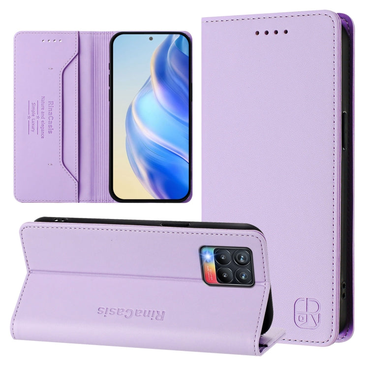 RC01 Dual-Folded Magnetic Suction RFID Leather Phone Case, For Realme C20 / C11 2021 / C21, For Realme C21Y, For Realme C25 / C15 / C12 / C25s, For Realme 8 4G / 8 Pro 4G