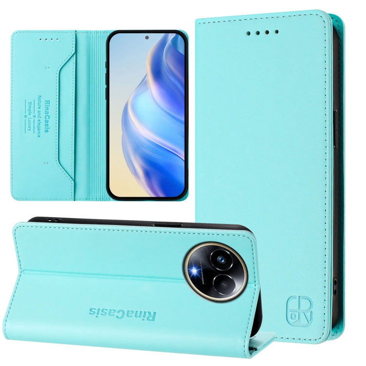 RC01 Dual-Folded Magnetic Suction RFID Leather Phone Case, For Realme P1 Pro, For Realme 12+ 5G / Narzo 70 Pro 5G India, For Realme 12 5G Global, For Realme Note 50 4G / C51 4G / C53 4G, For Realme C67 4G Global, For Realme 11 4G Global                ...