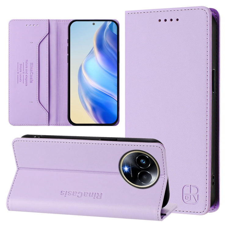 RC01 Dual-Folded Magnetic Suction RFID Leather Phone Case, For Realme P1 Pro, For Realme 12+ 5G / Narzo 70 Pro 5G India, For Realme 12 5G Global, For Realme Note 50 4G / C51 4G / C53 4G, For Realme C67 4G Global, For Realme 11 4G Global                ...
