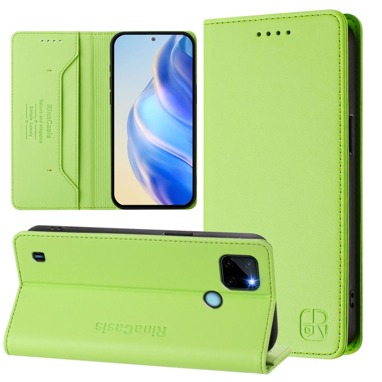 RC01 Dual-Folded Magnetic Suction RFID Leather Phone Case, For Realme C20 / C11 2021 / C21, For Realme C21Y, For Realme C25 / C15 / C12 / C25s, For Realme 8 4G / 8 Pro 4G