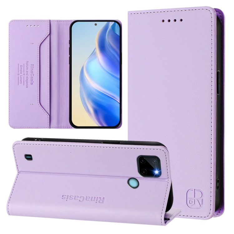 RC01 Dual-Folded Magnetic Suction RFID Leather Phone Case, For Realme C20 / C11 2021 / C21, For Realme C21Y, For Realme C25 / C15 / C12 / C25s, For Realme 8 4G / 8 Pro 4G